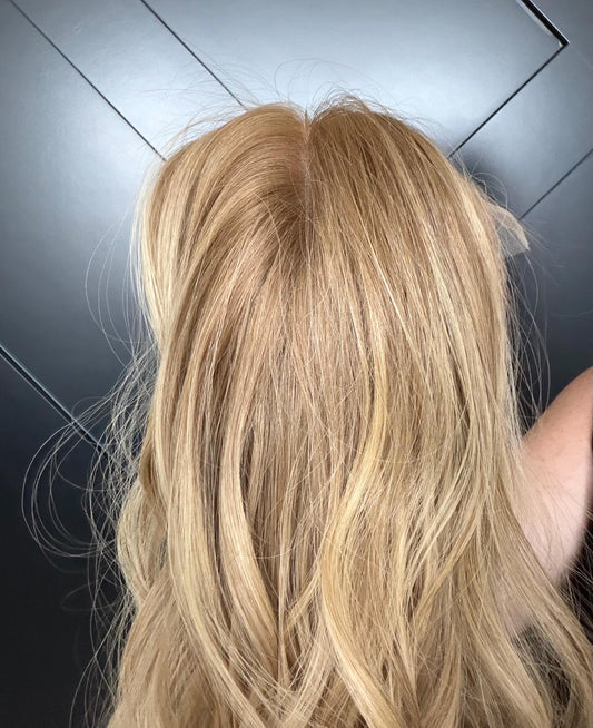 BETTY 20β Ukanian hair lace Top Human Hair Topper w/silk liner β Ukrainian Hair Beige Blonde | 7x7 Base | Clip-In Topper natural density