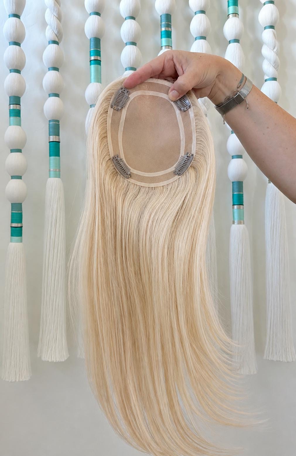 GELATINA 5x6”” Remy Human Hair Topper 16” monofilament top| Low Density | Blonde with Highlights