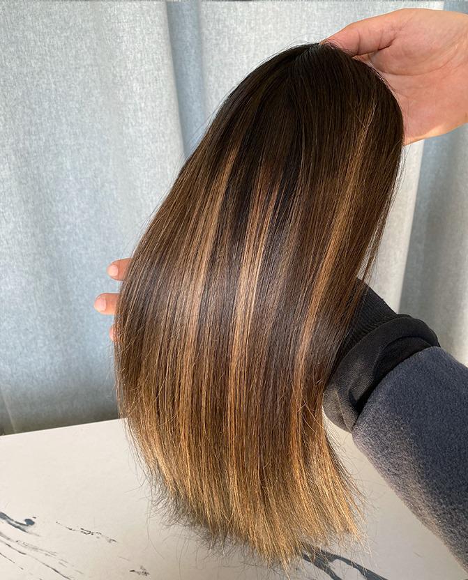 Custom Handcrafted Silk Top Human Hair Topper – 24” Length | 8x8 Base | 150% Density | Warm Brunette Balayage with Dark Root