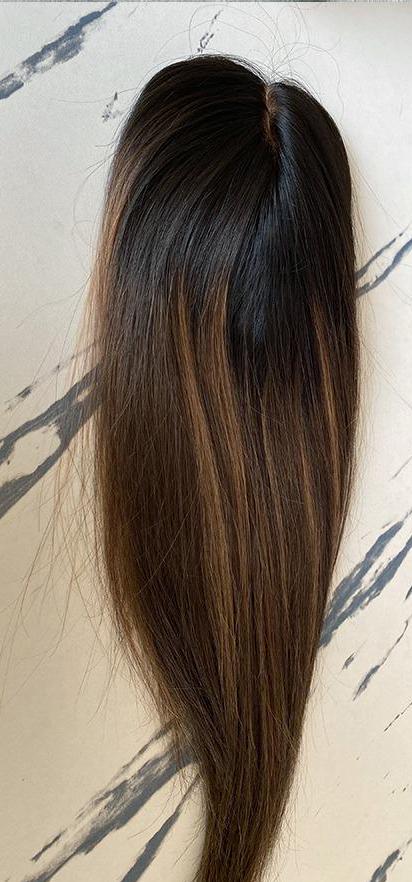 AMELIE Custom-Made Hair Topper Custom | Brazilian Human Hair | Balayage Wig Topper – 5x6 or 9x9 Silk | Double Drawn | 150% Density | 14-22”