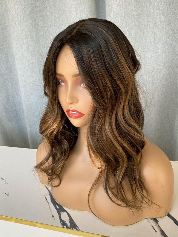 KLARA Hair Topper Custom Premium Remy Human Hair Topper Balayage – 5x6 and 9x9 Silk Top with lace front, medium Density 12"-22" length