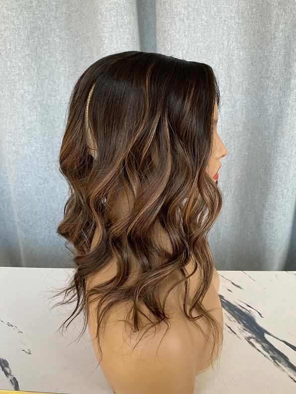 HARPER 14-22” Custom-Made Dark Hair Topper Custom Premium Remy Human Hair Topper – 8x8 Silk Top, Double Drawn, 180-200% Density