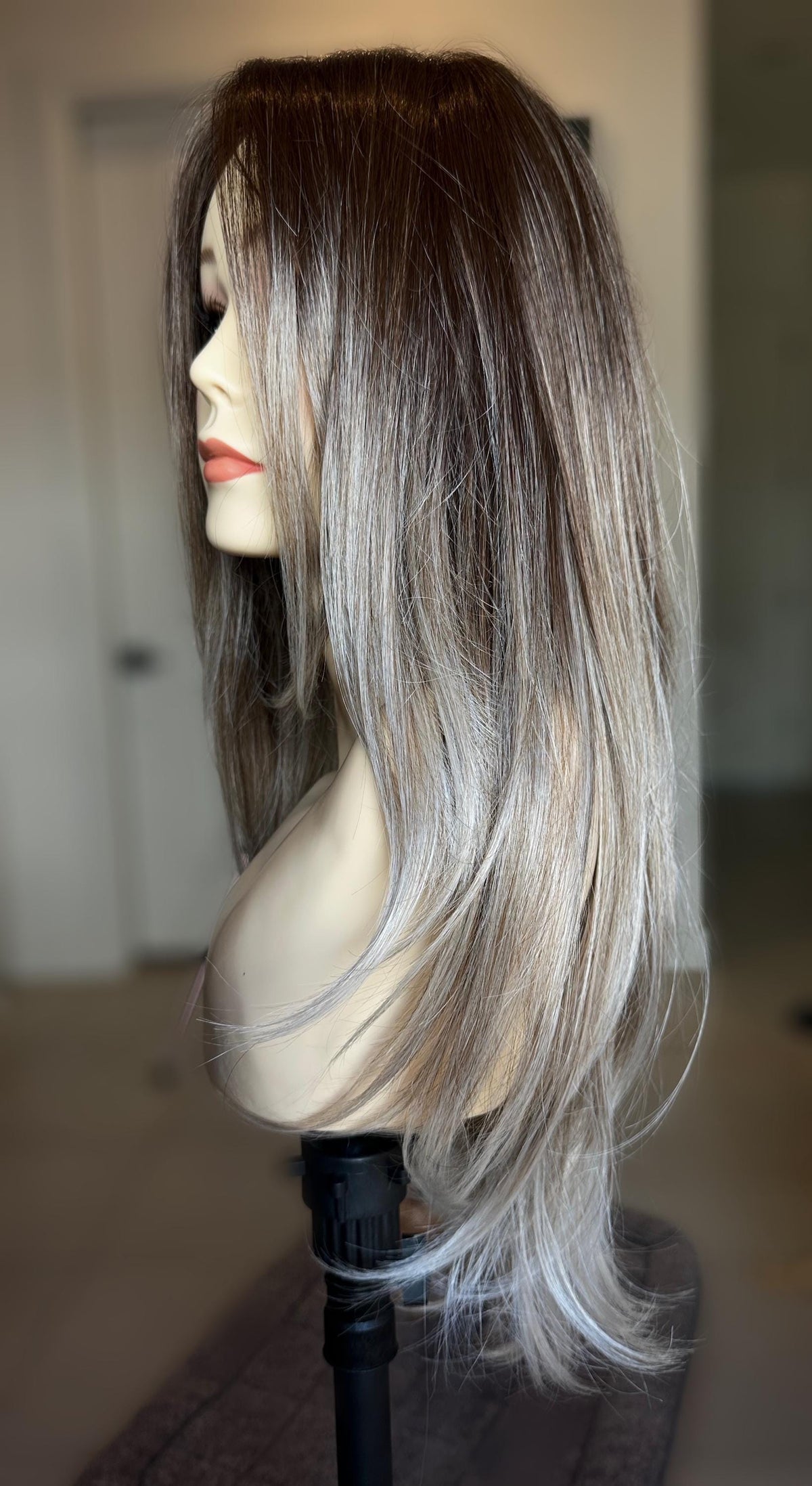 Wig Custom Remy Human Hair Lace Front Wig Custom Colored – Balayage Brunette to Blonde, 130-180% Density, 12"-22” Layered Cut