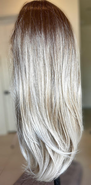 Wig Custom Remy Human Hair Lace Front Wig Custom Colored – Balayage Brunette to Blonde, 130-180% Density, 12"-22” Layered Cut