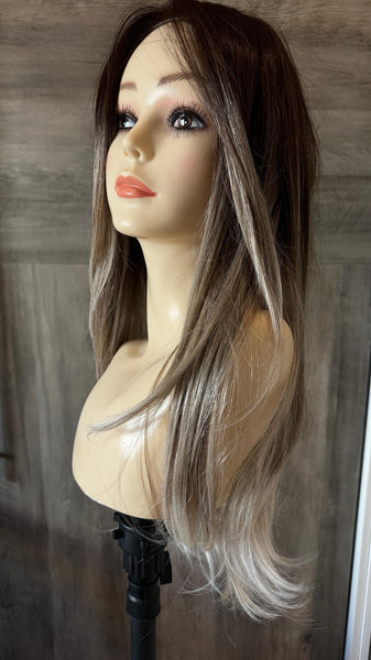 Wig Custom Remy Human Hair Lace Front Wig Custom Colored – Balayage Brunette to Blonde, 130-180% Density, 12"-22” Layered Cut