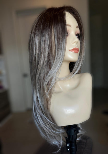 Wig Custom Remy Human Hair Lace Front Wig Custom Colored – Balayage Brunette to Blonde, 130-180% Density, 12"-22” Layered Cut