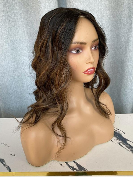 KLARA Hair Topper Custom Premium Remy Human Hair Topper Balayage – 5x6 and 9x9 Silk Top with lace front, medium Density 12"-22" length