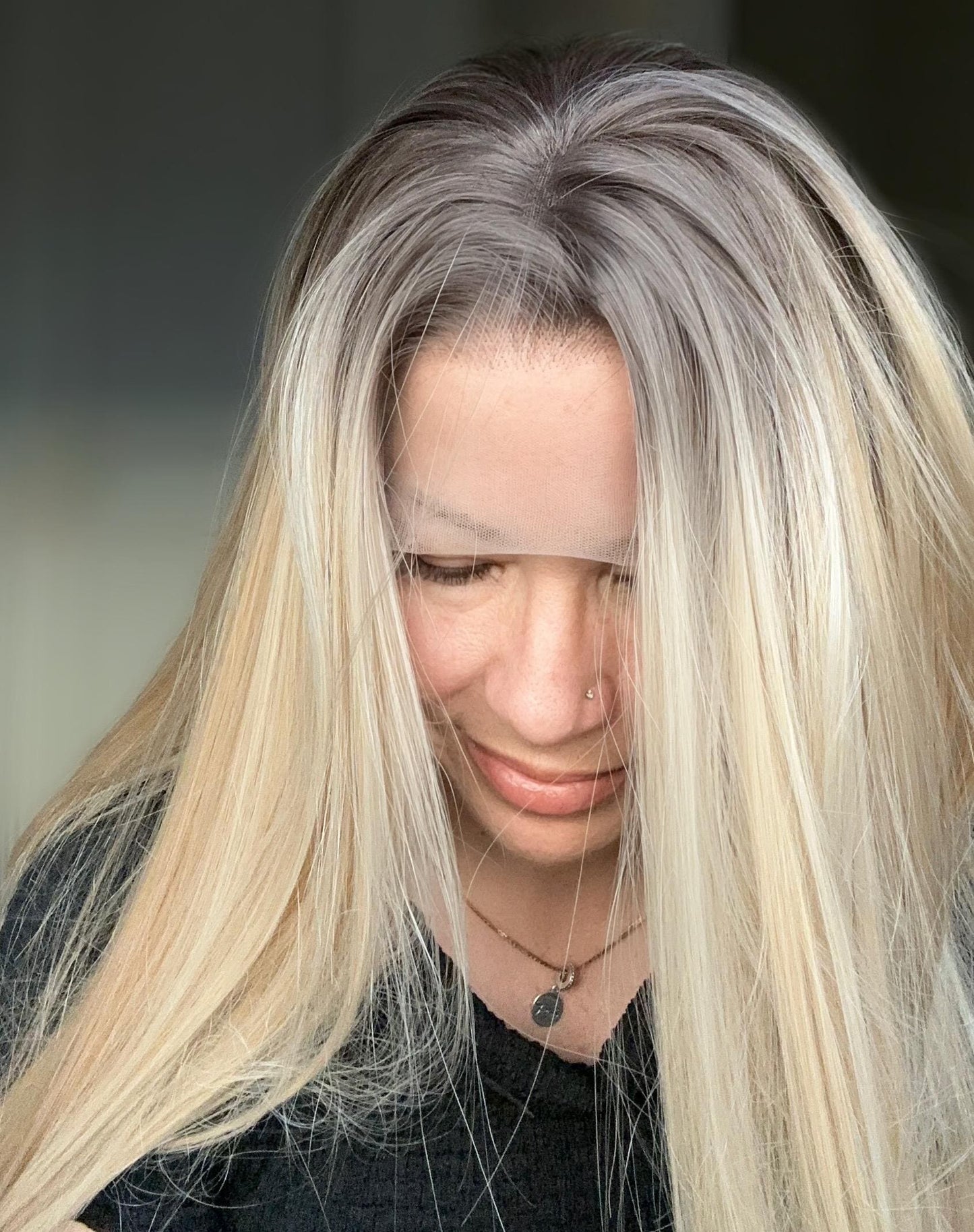 HD Synthetic Lace Front Wig – 30” Icy Platinum Blonde | Futura Fiber | 130% Density | Rooted Ash Blend | Heat-Friendly | Customizable