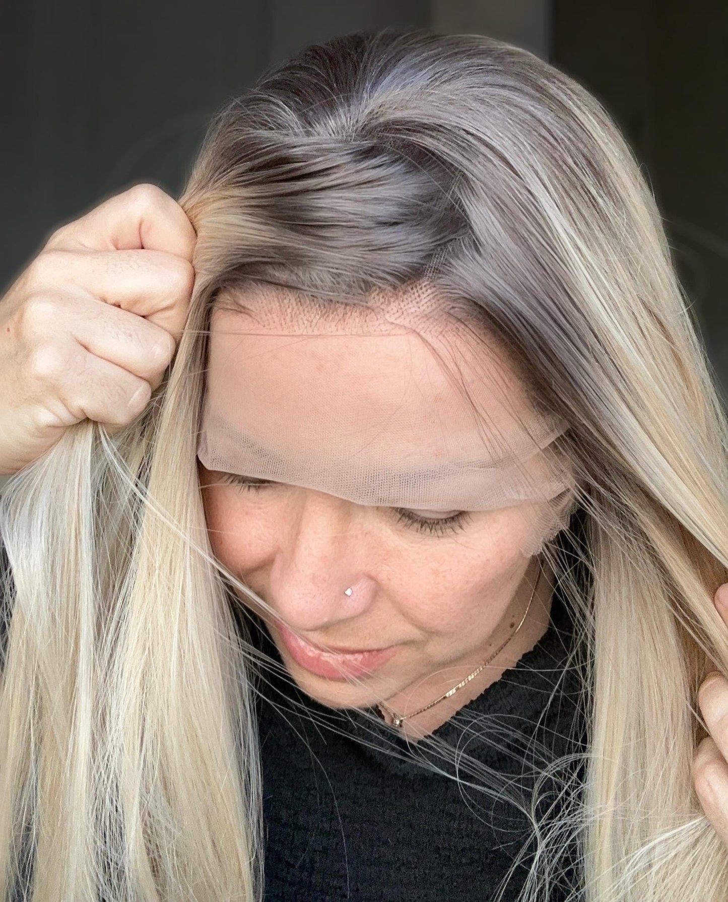 HD Synthetic Lace Front Wig – 30” Icy Platinum Blonde | Futura Fiber | 130% Density | Rooted Ash Blend | Heat-Friendly | Customizable