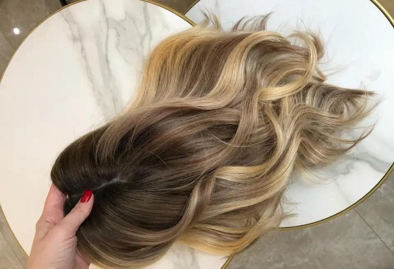 Hair Topper 12"-22" 130-180 % Density Monofilament and Silk Top Human Hair Topper – Custom Color & Size