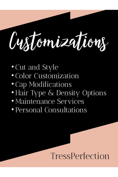 WIG CUSTOMIZATION Add-On Synthetic Heat Resistant and Human – Cut, Style, Lace Trim, Custom Color from a product you bought HERE