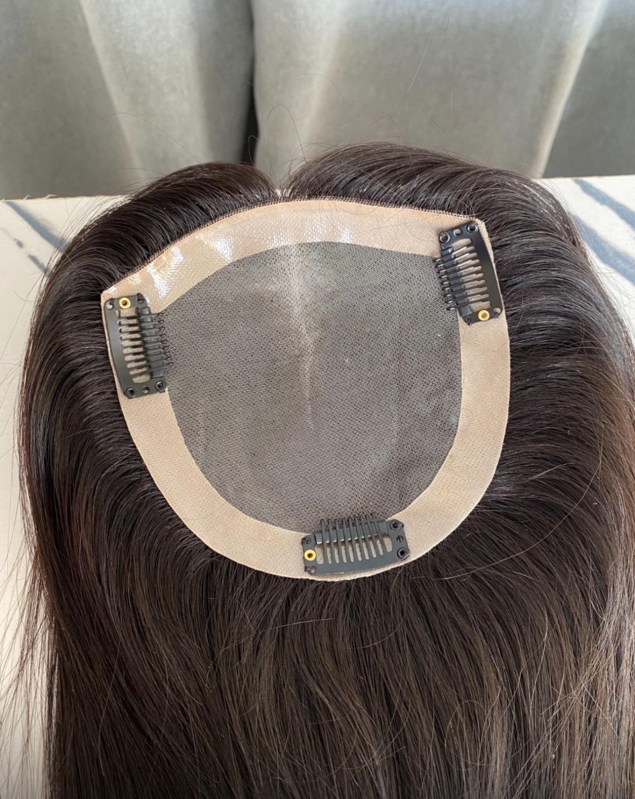 Hair Topper 16"-20" 180 % Density Monofilament and Silk Top Human Hair Topper – Custom Color and Size