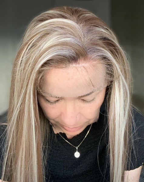 HD Synthetic Lace Front Wig – 30” Long | Futura Fiber | 130% Density | Heat-Resistant | Natural Blonde Highlights