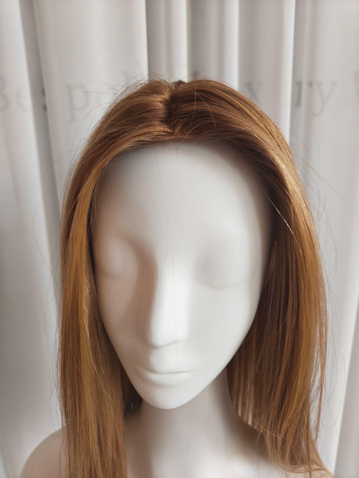 LINA European Hair Custom-Made Human Hair Topper 7x8 with Silk Base | Warm Honey Blonde with Lowlights | 14"-22" Long | Realistic Scalp
