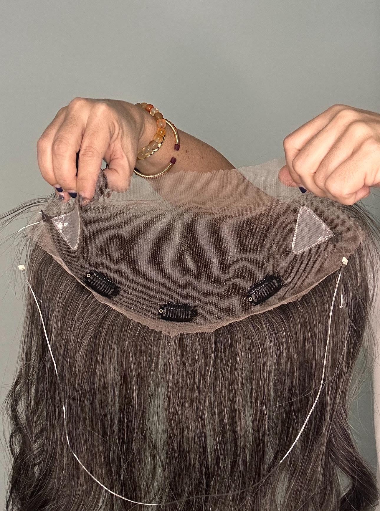 Custom Human Hair Hairline Topper 4x10 | Extra-Wide | Silk Top n Lace Front | Halo + Clips | Alopecia & Hair Loss | FLORA
