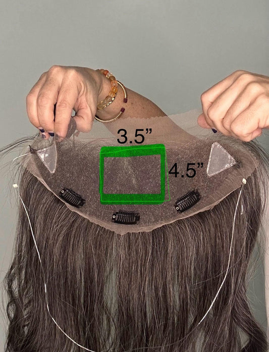 Custom Human Hair Hairline Topper 4x10 | Extra-Wide | Silk Top n Lace Front | Halo + Clips | Alopecia & Hair Loss | FLORA