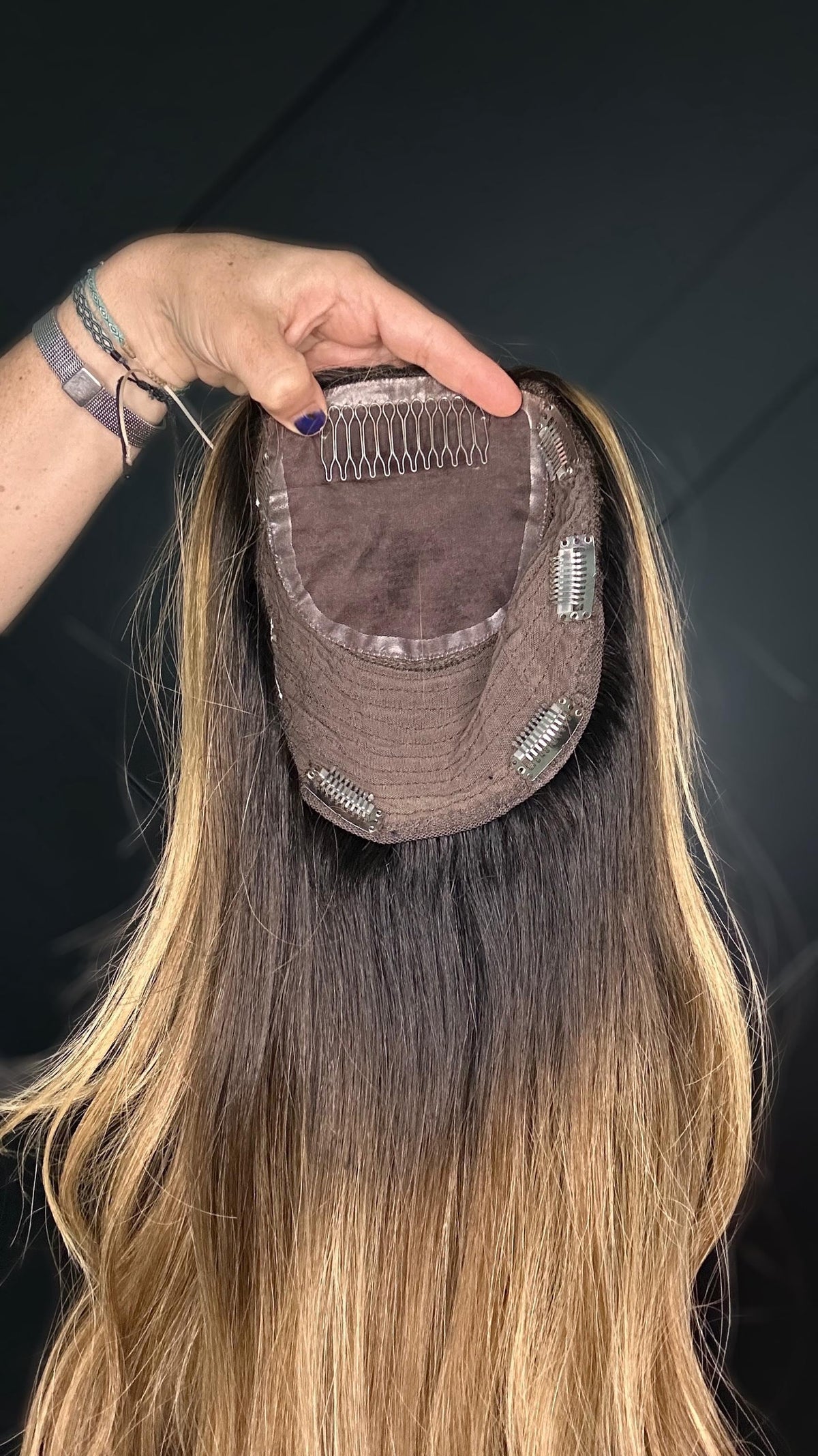Customized Human Hair Bang Hair Topper with Silicone Panels | Lightweight HD Lace Fringe for Thinning Hair | hairline topper 1.5”x10”