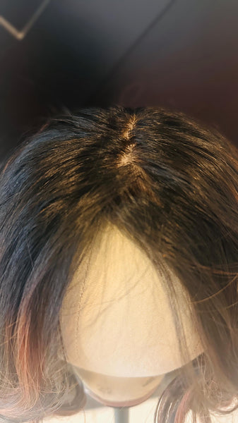 SIENNA 10 Ready to Ship 10” Premium Brazilian Remy Human Hair Wig – 6x7 Silk Top | 150% Density Brunette with Copper Highlights Final Sale