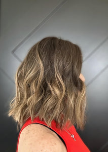 MARQUISE 12 European Hair Wig |12” | Silk Top Free Part | Average Density | Brunette with Golden Highlights Final Sale