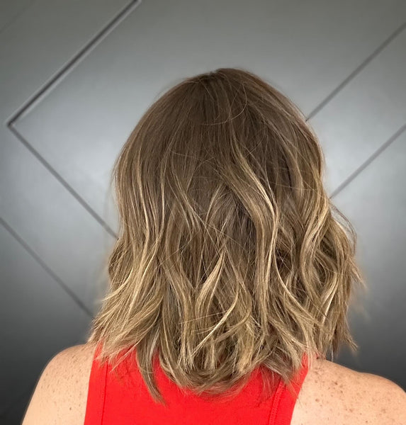 MARQUISE 12 European Hair Wig |12” | Silk Top Free Part | Average Density | Brunette with Golden Highlights Final Sale