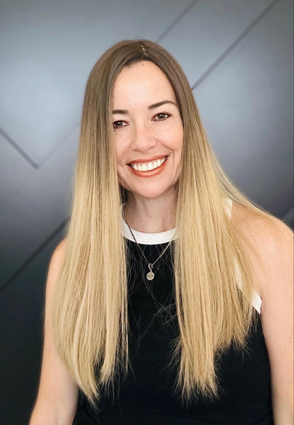 FEATHER 18” European Silk Top Human Hair Topper – Rooted Brown to Beige Blonde | 8x8 Base | Remy Hair | Topper for Thinning Hair Final Sale