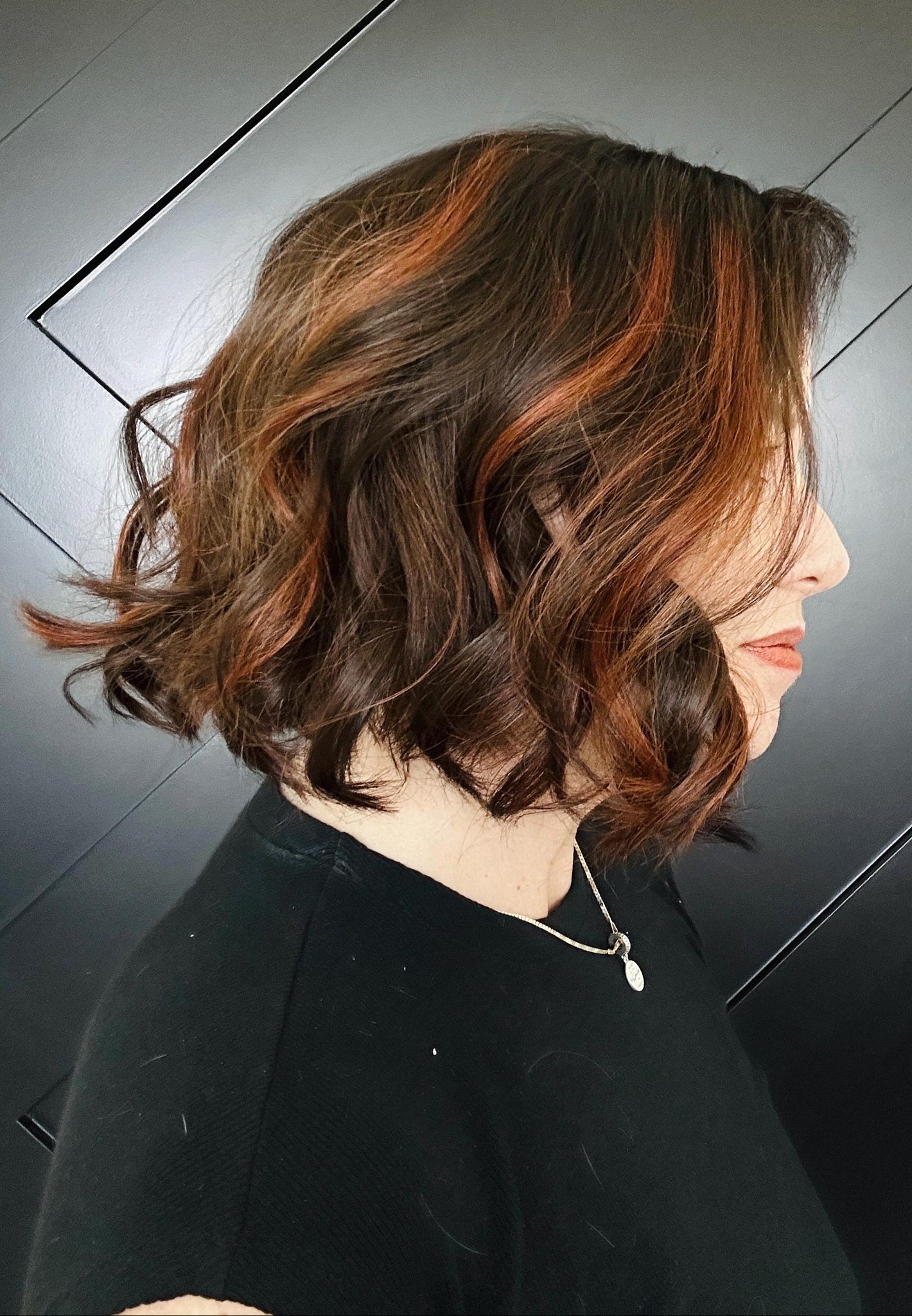 SIENNA 10 Ready to Ship 10” Premium Brazilian Remy Human Hair Wig – 6x7 Silk Top | 150% Density Brunette with Copper Highlights Final Sale