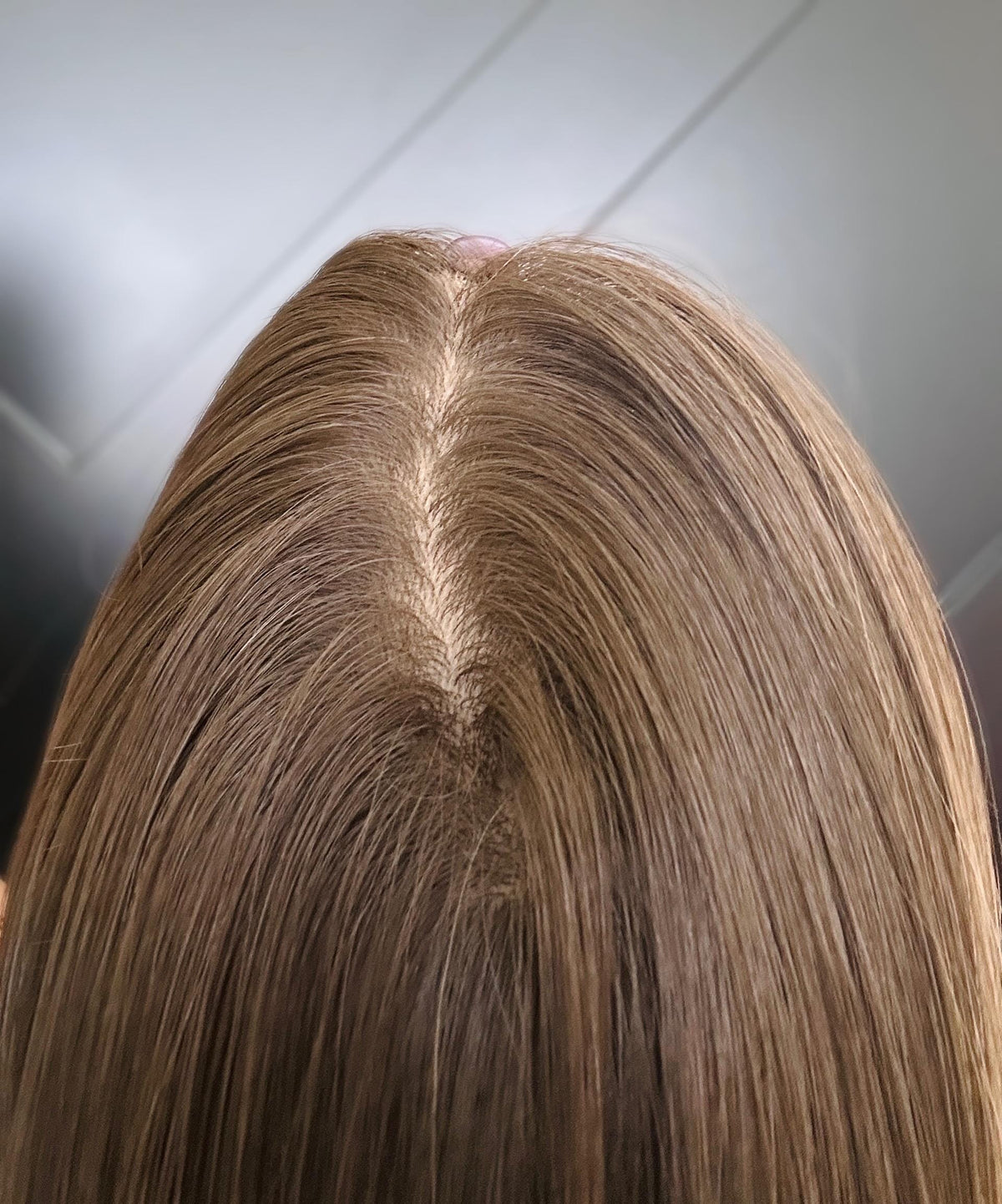 COLETTE 18” European Silk Top Human Hair Topper – Rooted Brown to Beige Blonde | 6x7 Base | Remy Hair | Clip-In Topper Final Sale
