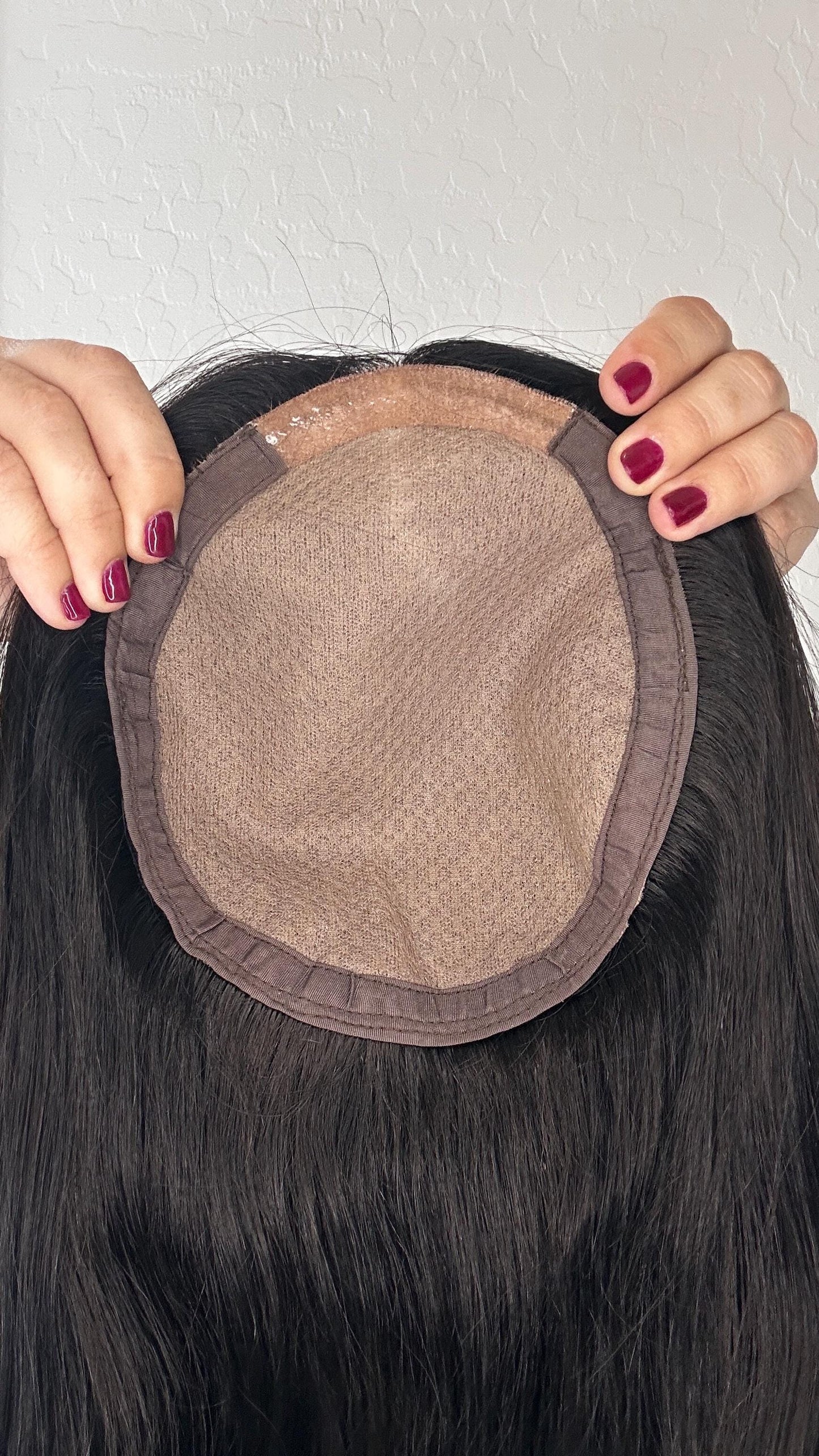 UNIQUE Custom-Made Custom virgin Human Hair Topper | High Density 170gm| HandTied | 20in Length |6x6 silk top Pear shape Natural Black