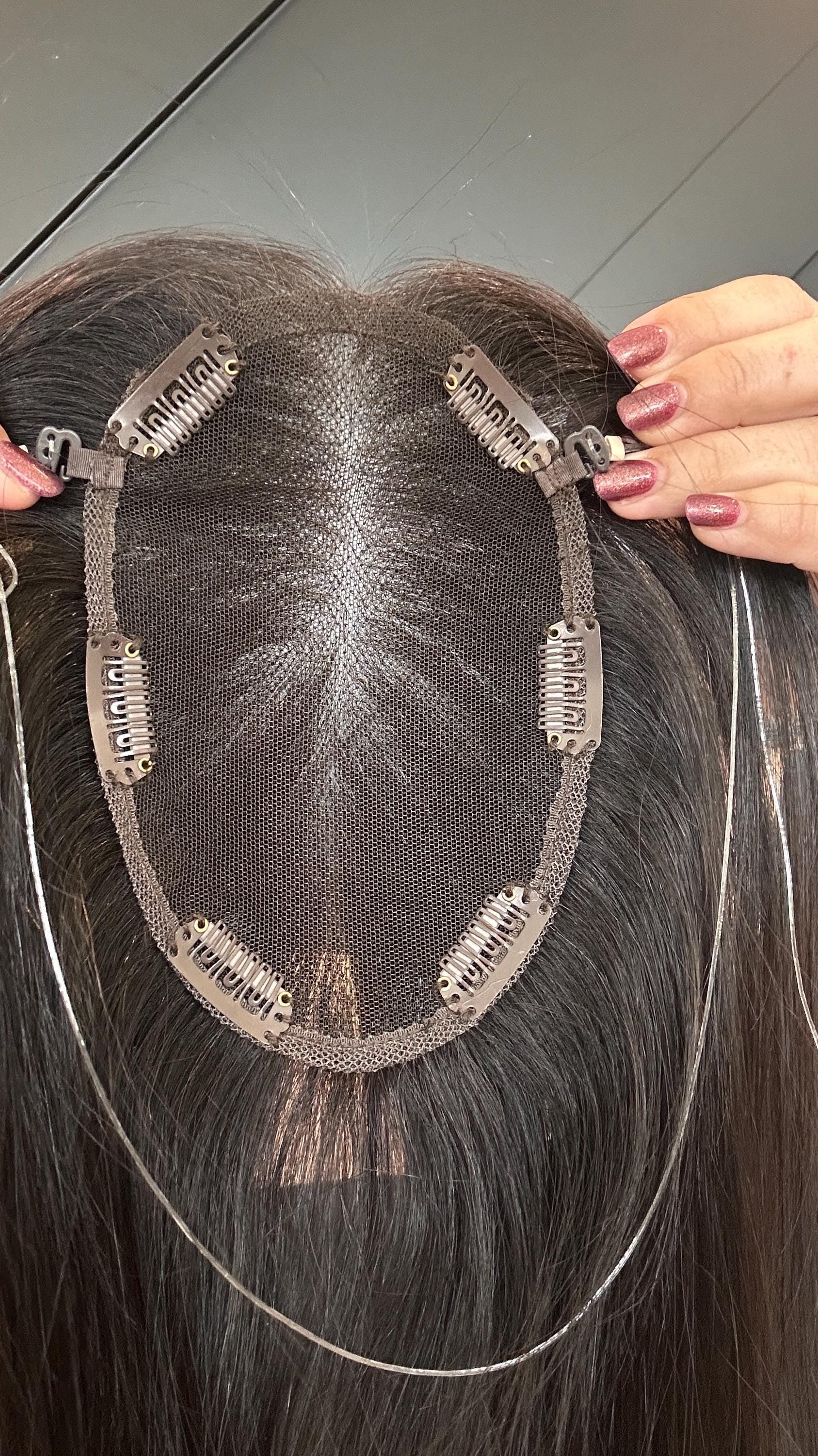 BRODIE 12” Custom-Made Brazilian Virgin Hair Lace Topper | 4x7 Lace | color 4 | Lightweight Crown Coverage | Medium Density