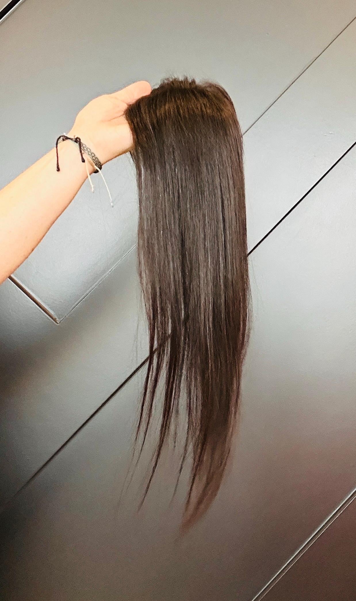 BRODIE 12” Custom-Made Brazilian Virgin Hair Lace Topper | 4x7 Lace | color 4 | Lightweight Crown Coverage | Medium Density
