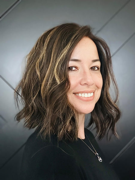 SUSANA 14" European Human Hair Wig | Premium Dark Brown with HL | Lace Top with Silk Liner | Bleached Knots & Pre-Plucked 14” Final Sale