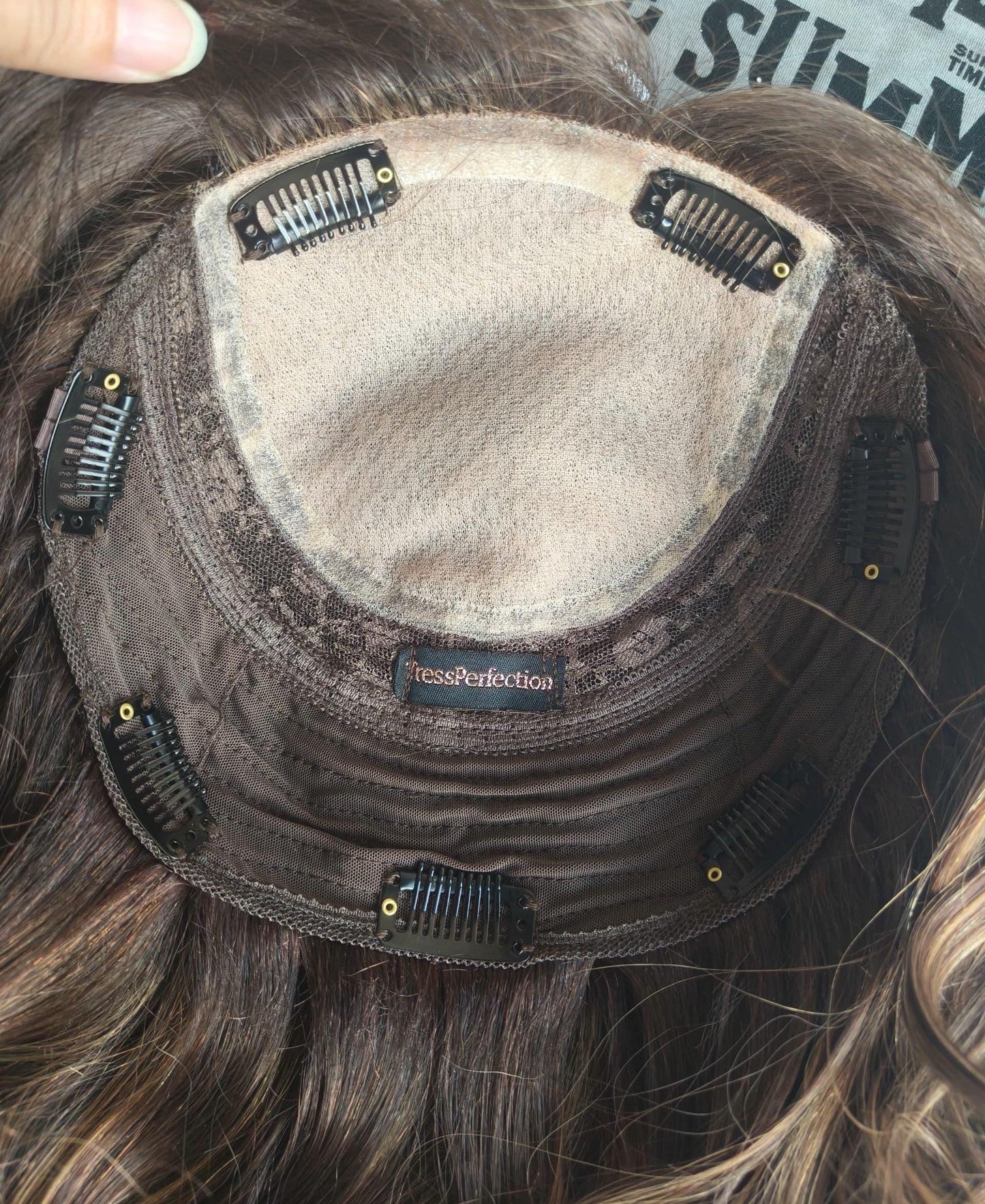 AMY 16 Custom-Made Human Hair Topper | Salt and Pepper 6x7 Topper – Silk Top 5x4 | Medium-High Density | Hand Tied | 16” Brazilian Hair