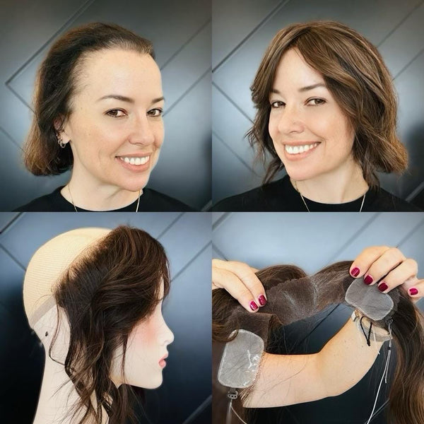 ROSSANE Hairline Human Hair Topper with Halo 1.5x11 | 10” Brazilian Remy | Premium Halo Topper for Thinning Hair | Natural Colors Final Sale