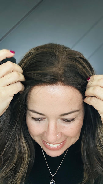 SUSANA 14" European Human Hair Wig | Premium Dark Brown with HL | Lace Top with Silk Liner | Bleached Knots & Pre-Plucked 14” Final Sale