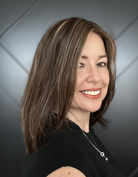 MYSTIQUE 12 Brazilian Human Hair Topper 12” | 6.5”x7” Closed Lace with Halo| Low Density | Medium Brown with Golden Highlights | Final Sale