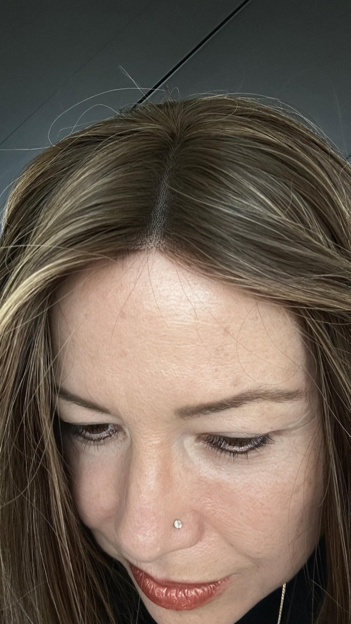 MYSTIQUE 18 Brazilian Human Hair Topper 18” | 6.5”x7” Closed Lace with Halo| Low Density | Medium Brown with Golden Highlights | Final Sale