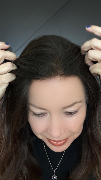 JANINE 18 Layered Brazilian Human Hair Wig | Medium Density Lace Front Wig | Natural Brown Balayage Highlights | Final sale