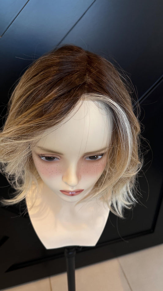 ABBY 14 Layered Balayage European Human Hair Lace Front Wig – Low Density, Natural Look 14”