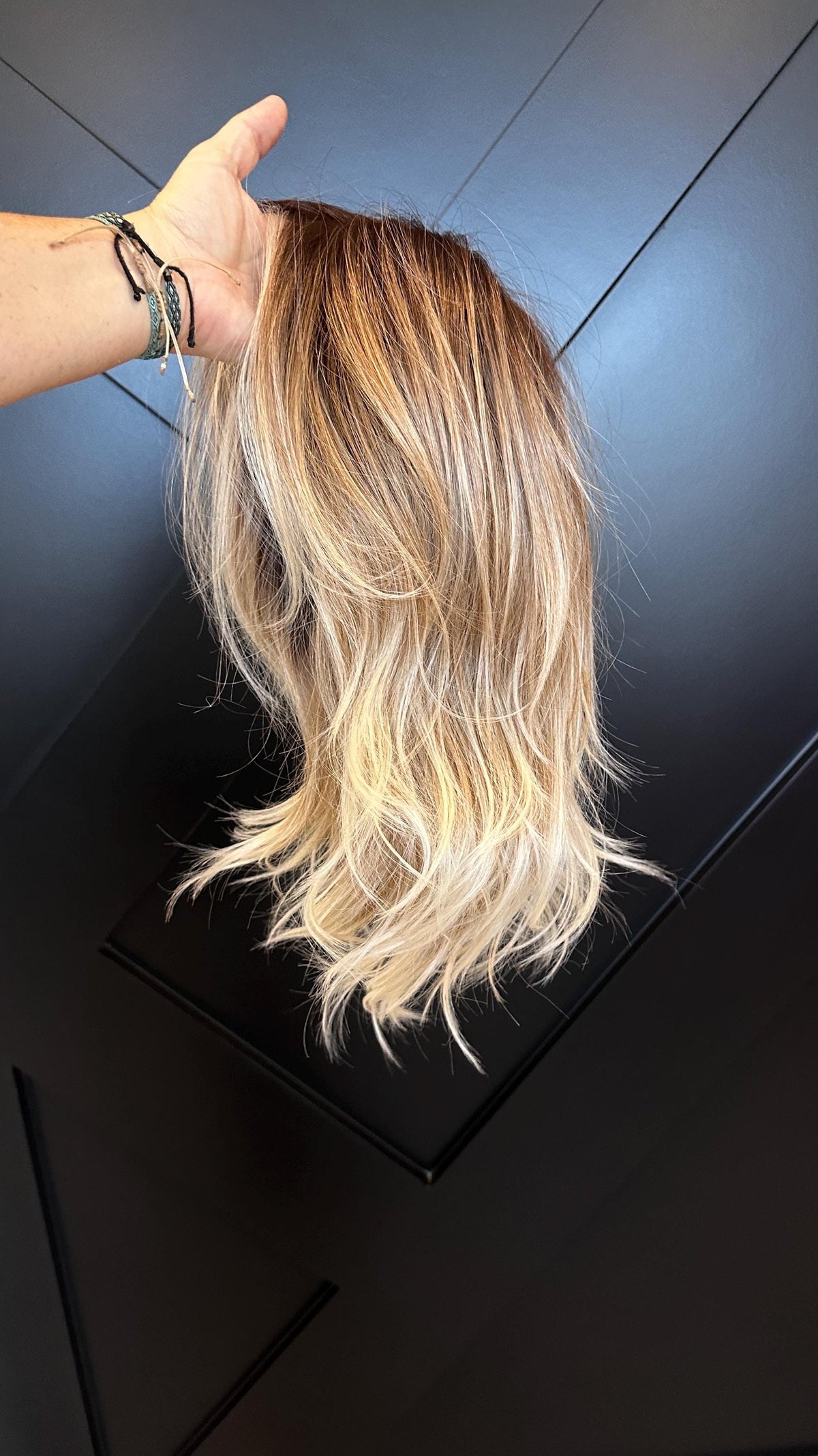 ABBY 14 Layered Balayage European Human Hair Lace Front Wig – Low Density, Natural Look 14”