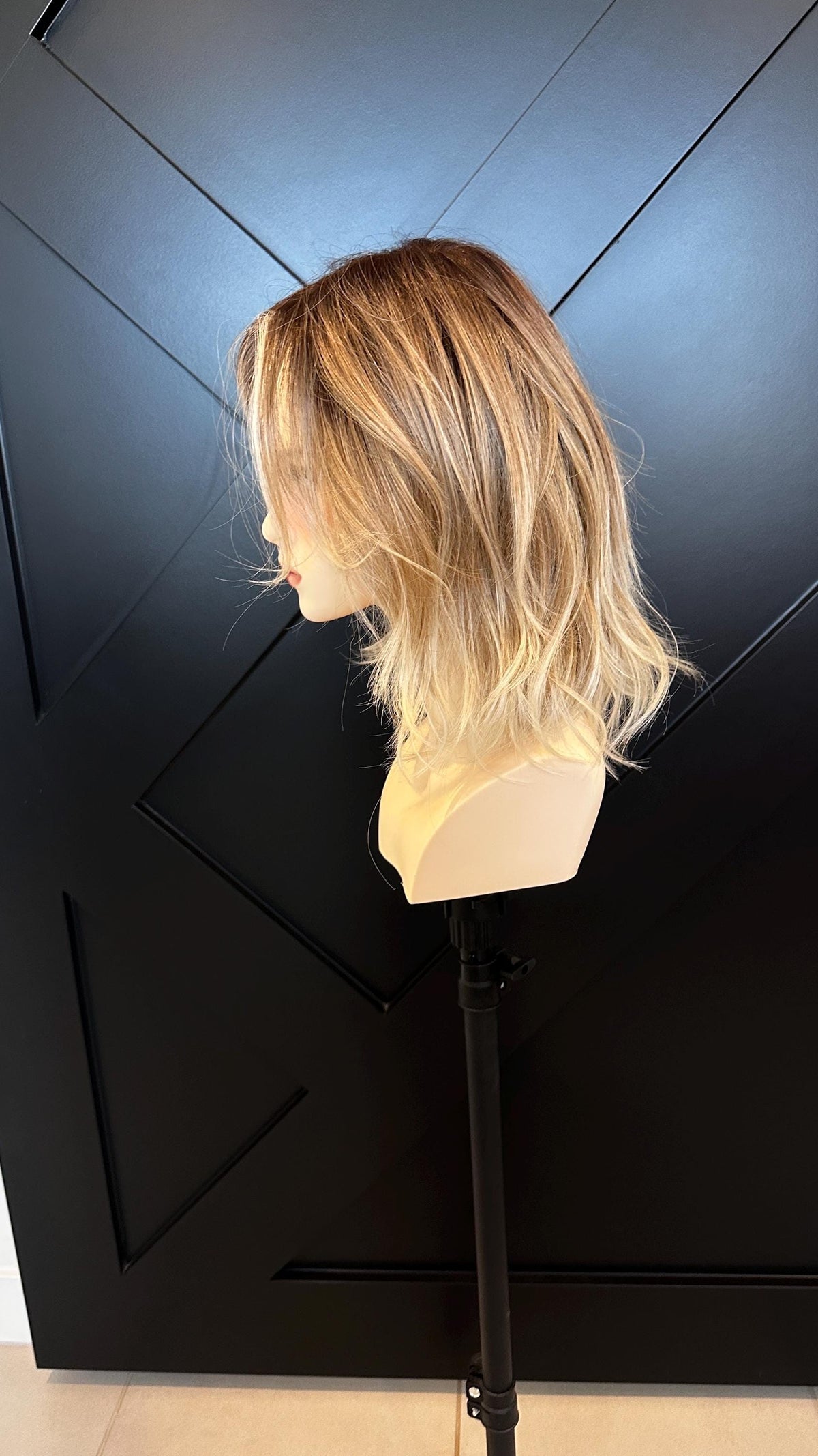 ABBY 14 Layered Balayage European Human Hair Lace Front Wig – Low Density, Natural Look 14”