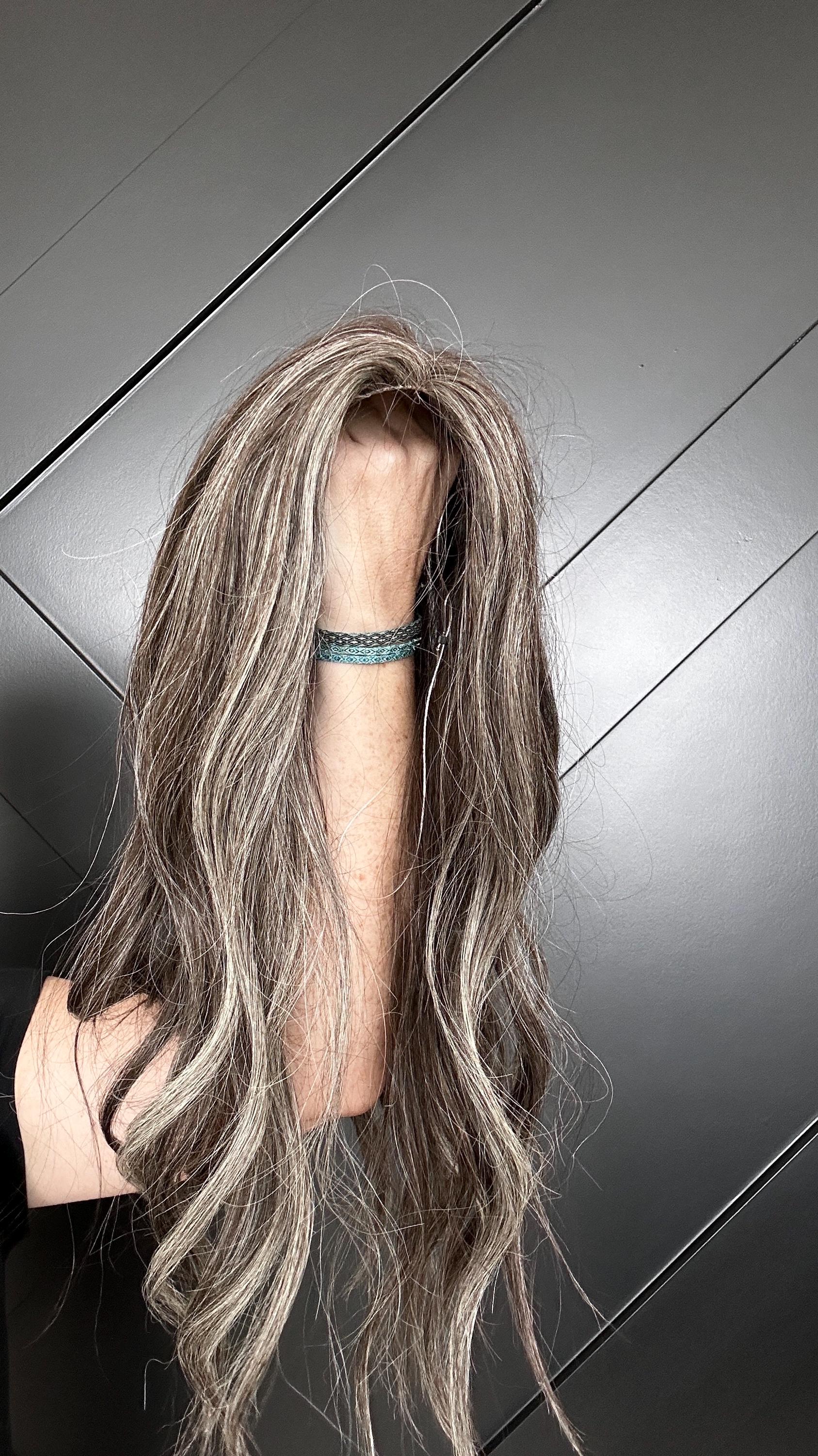AMY 16 Custom-Made Human Hair Topper | Salt and Pepper 6x7 Topper – Silk Top 5x4 | Medium-High Density | Hand Tied | 16” Brazilian Hair