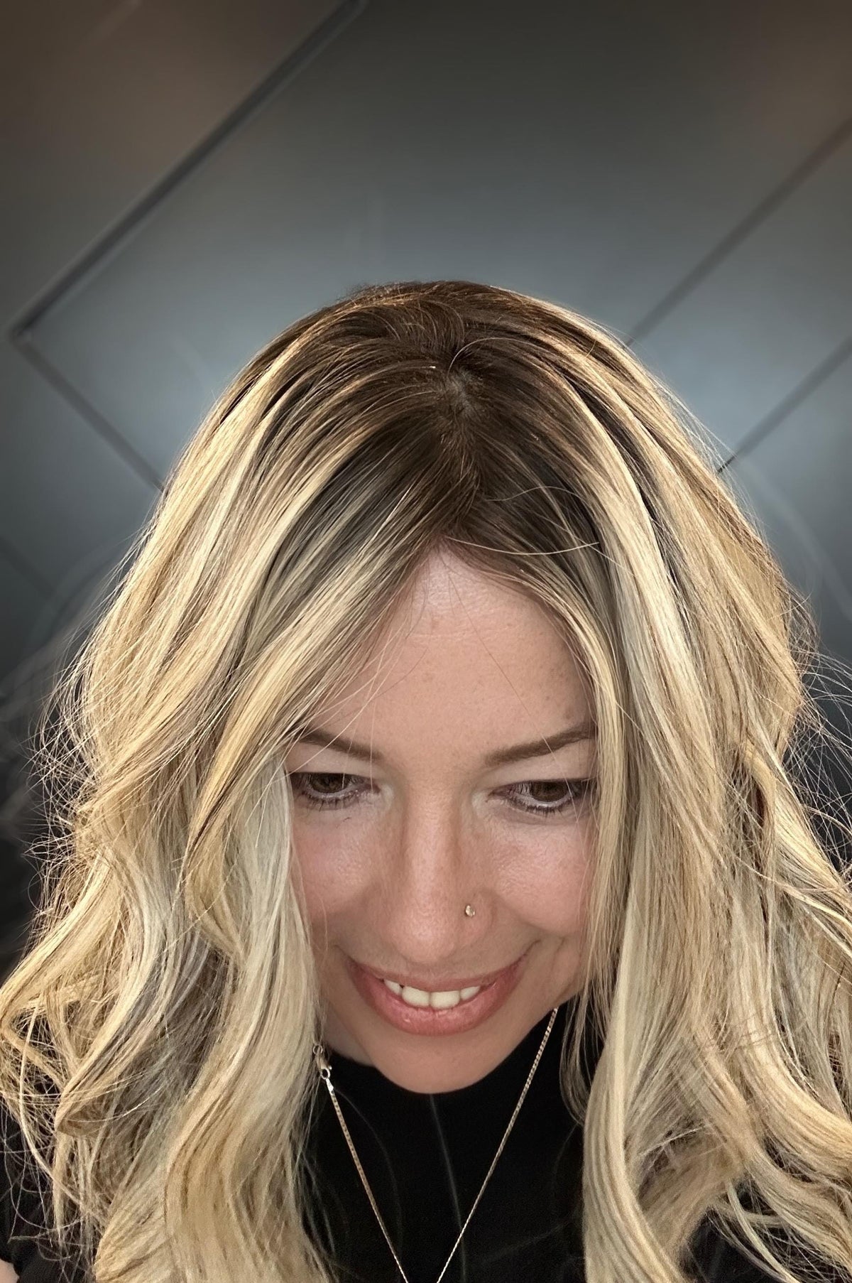 AMANDA Premium European Human Hair Wig – 16” | Silk Top + 0.5” x 6 Lace Front | Medium Density | Natural Blonde Balayage Final sale