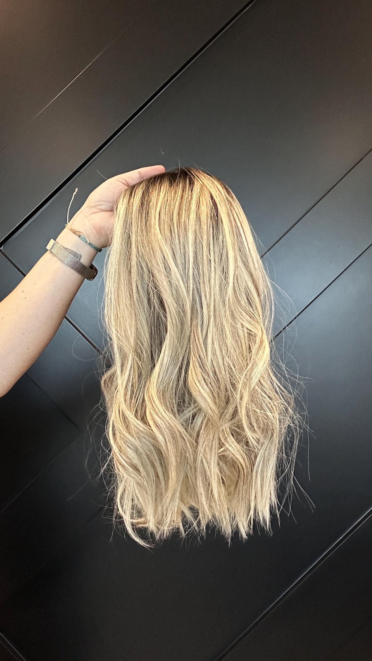 AMANDA Premium European Human Hair Wig – 16” | Silk Top + 0.5” x 6 Lace Front | Medium Density | Natural Blonde Balayage Final sale