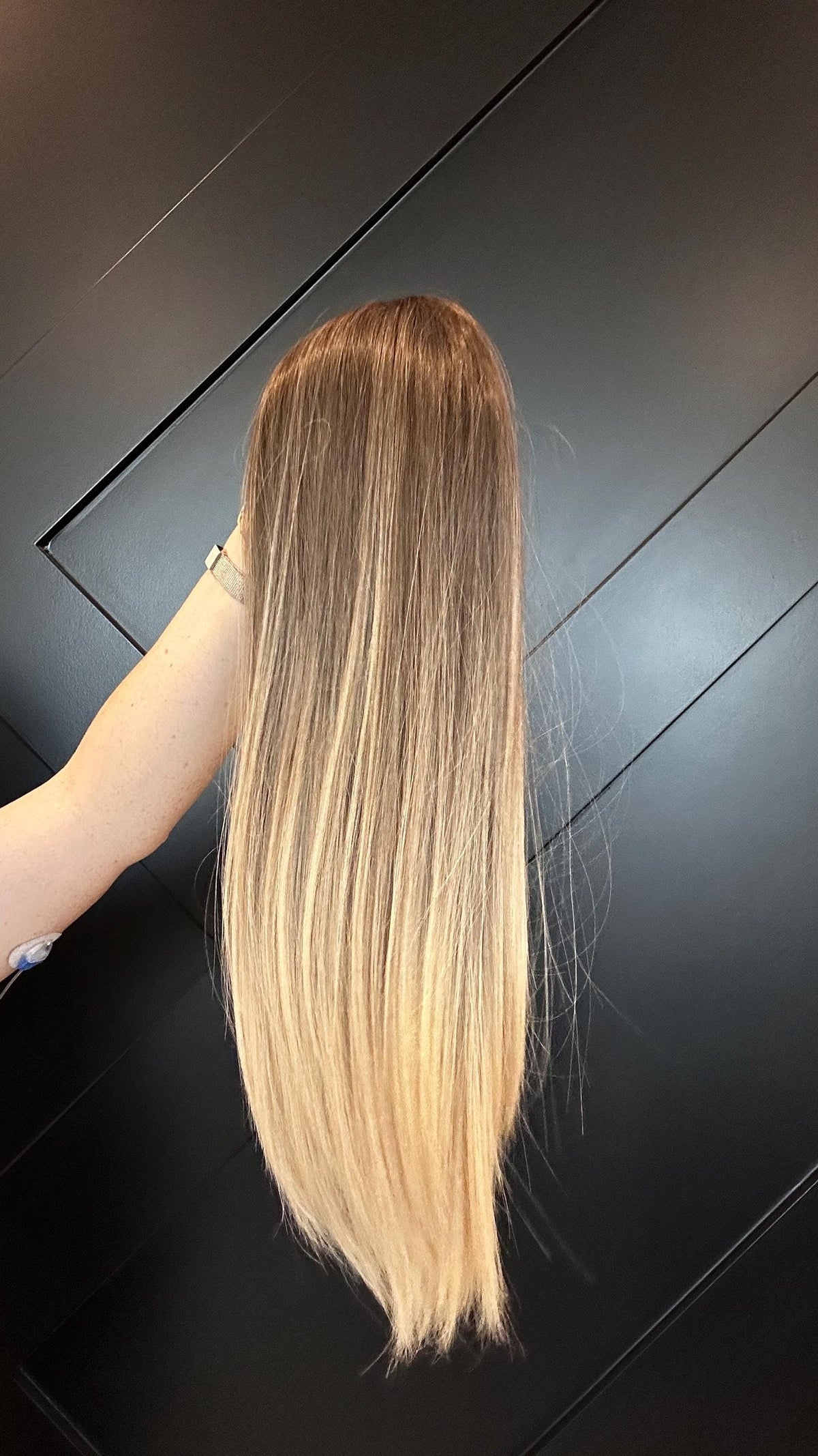 COLETTE 18” European Silk Top Human Hair Topper – Rooted Brown to Beige Blonde | 6x7 Base | Remy Hair | Clip-In Topper Final Sale