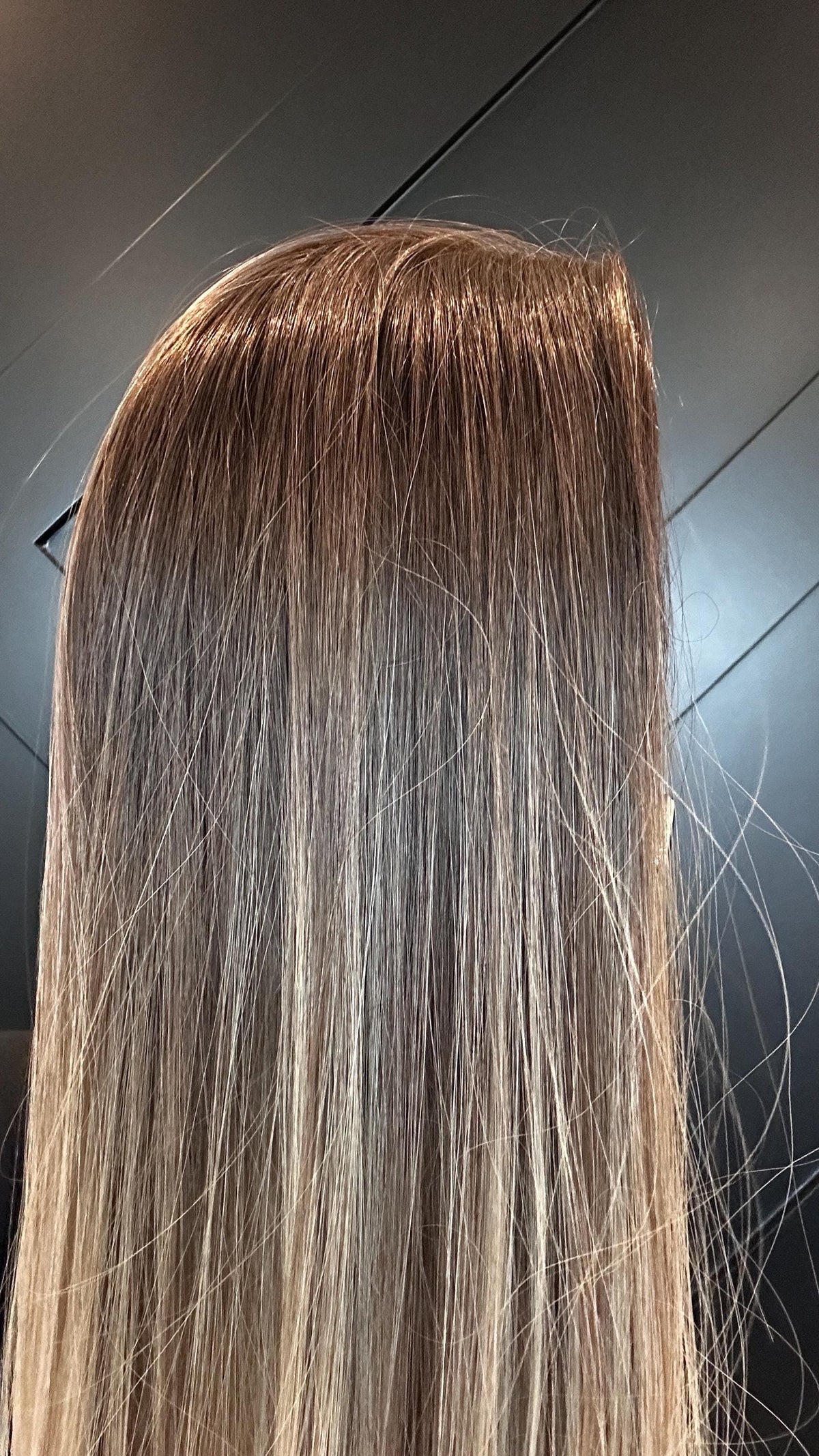 COLETTE 18” European Silk Top Human Hair Topper – Rooted Brown to Beige Blonde | 6x7 Base | Remy Hair | Clip-In Topper Final Sale