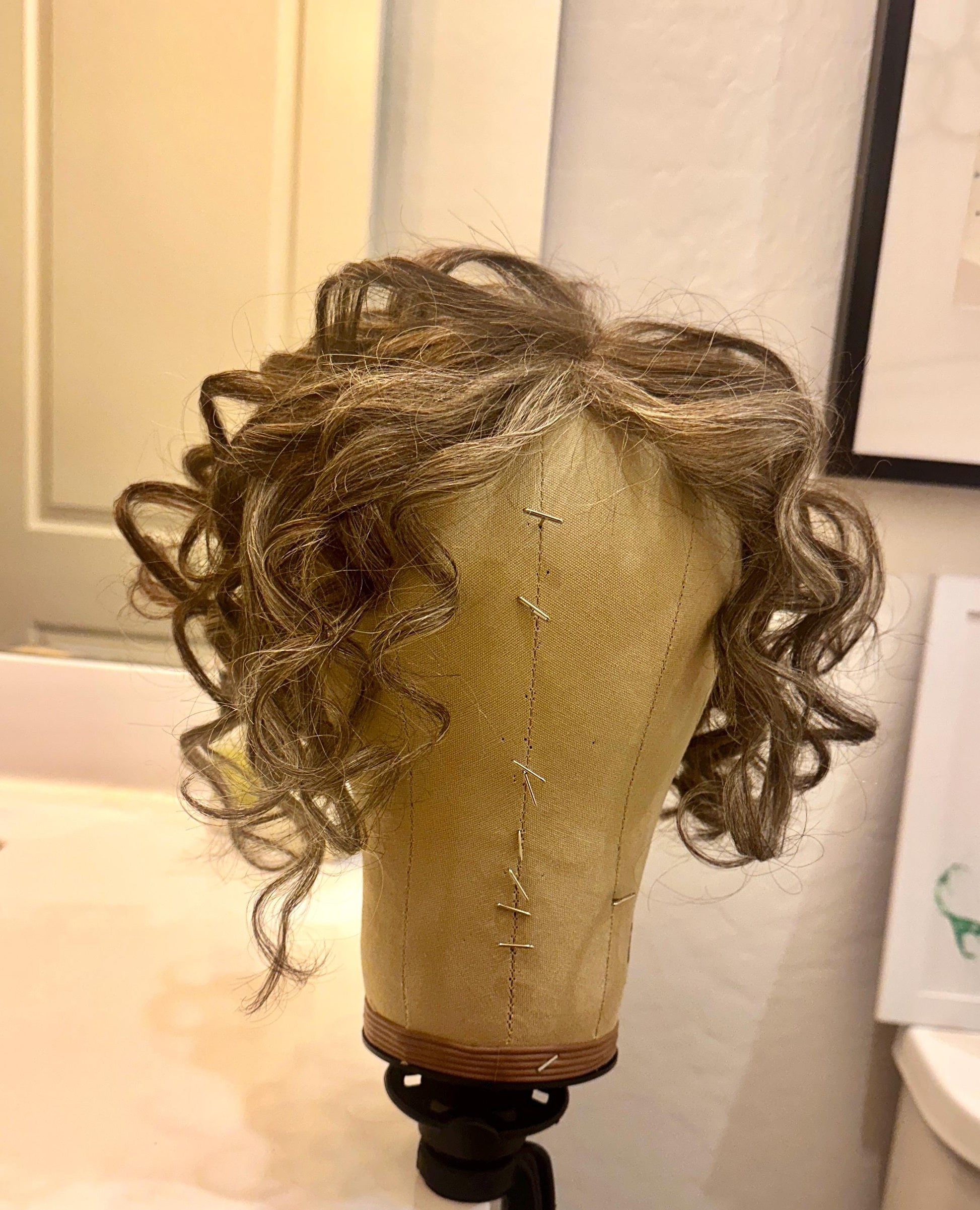 MARGOT 12” Custom-Made Russian, Ukranian or Slavic Hair Human Hair Topper perm curls | Salt and Pepper– closed lace Top 7x7 | Low density