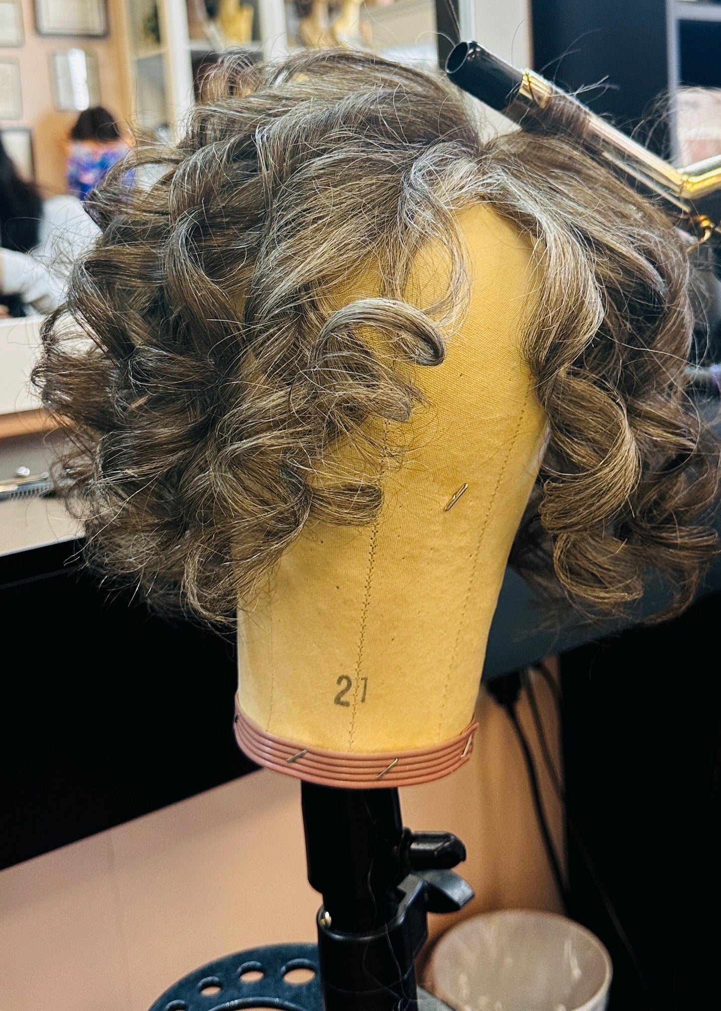 MARGOT 12” Custom-Made Russian, Ukranian or Slavic Hair Human Hair Topper perm curls | Salt and Pepper– closed lace Top 7x7 | Low density