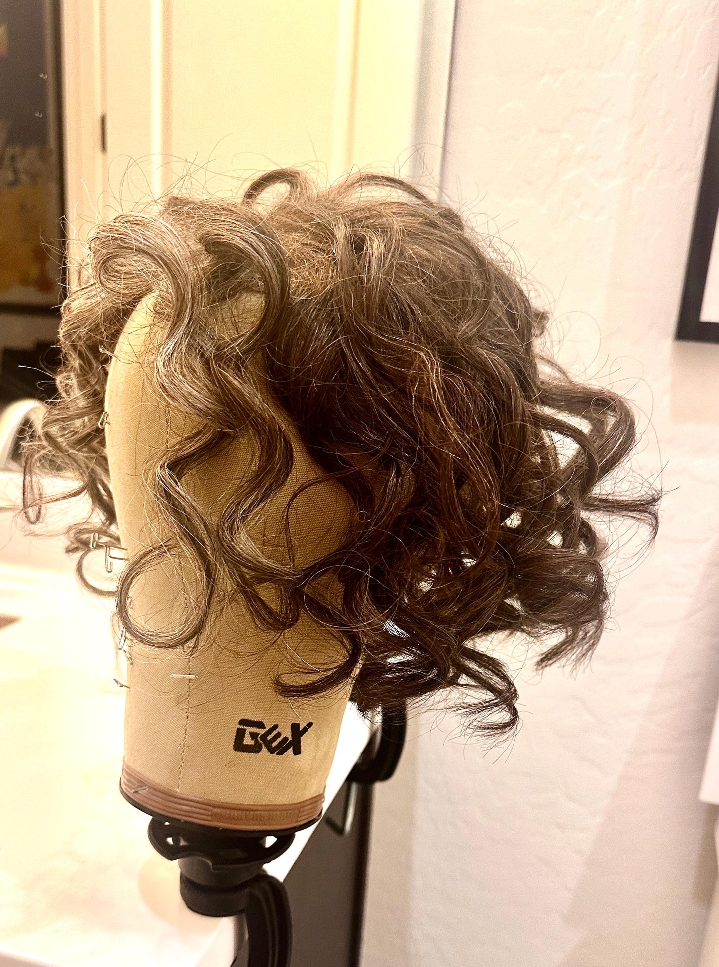 MARGOT 12” Custom-Made Russian, Ukranian or Slavic Hair Human Hair Topper perm curls | Salt and Pepper– closed lace Top 7x7 | Low density