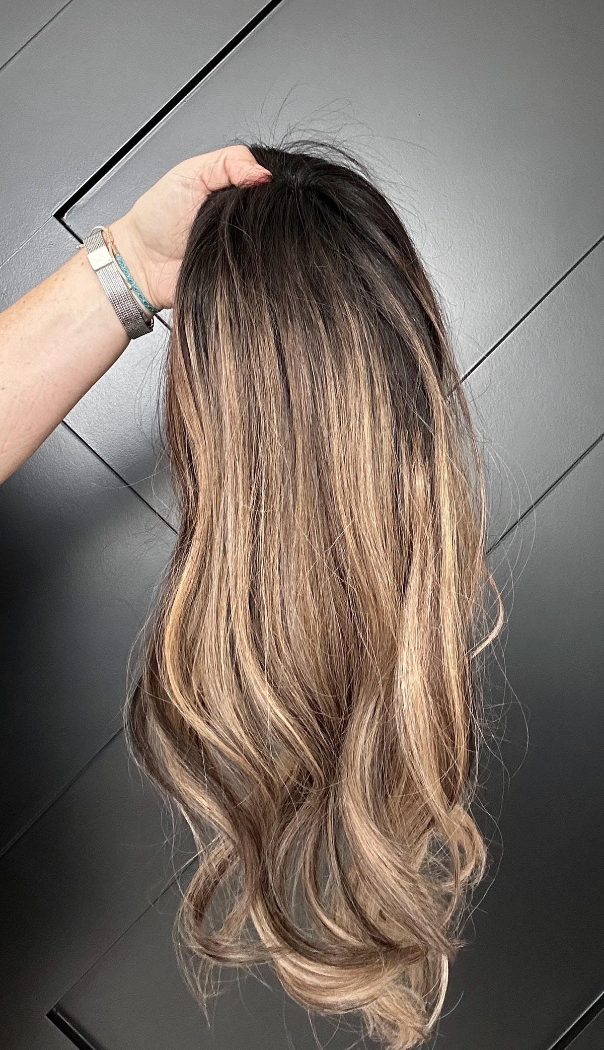 AMINTA 14 European Human Hair Topper | 7x7 Base • 4x4 Silk Top • 14” Length • Balayage Color • Natural Volume & Seamless Blend