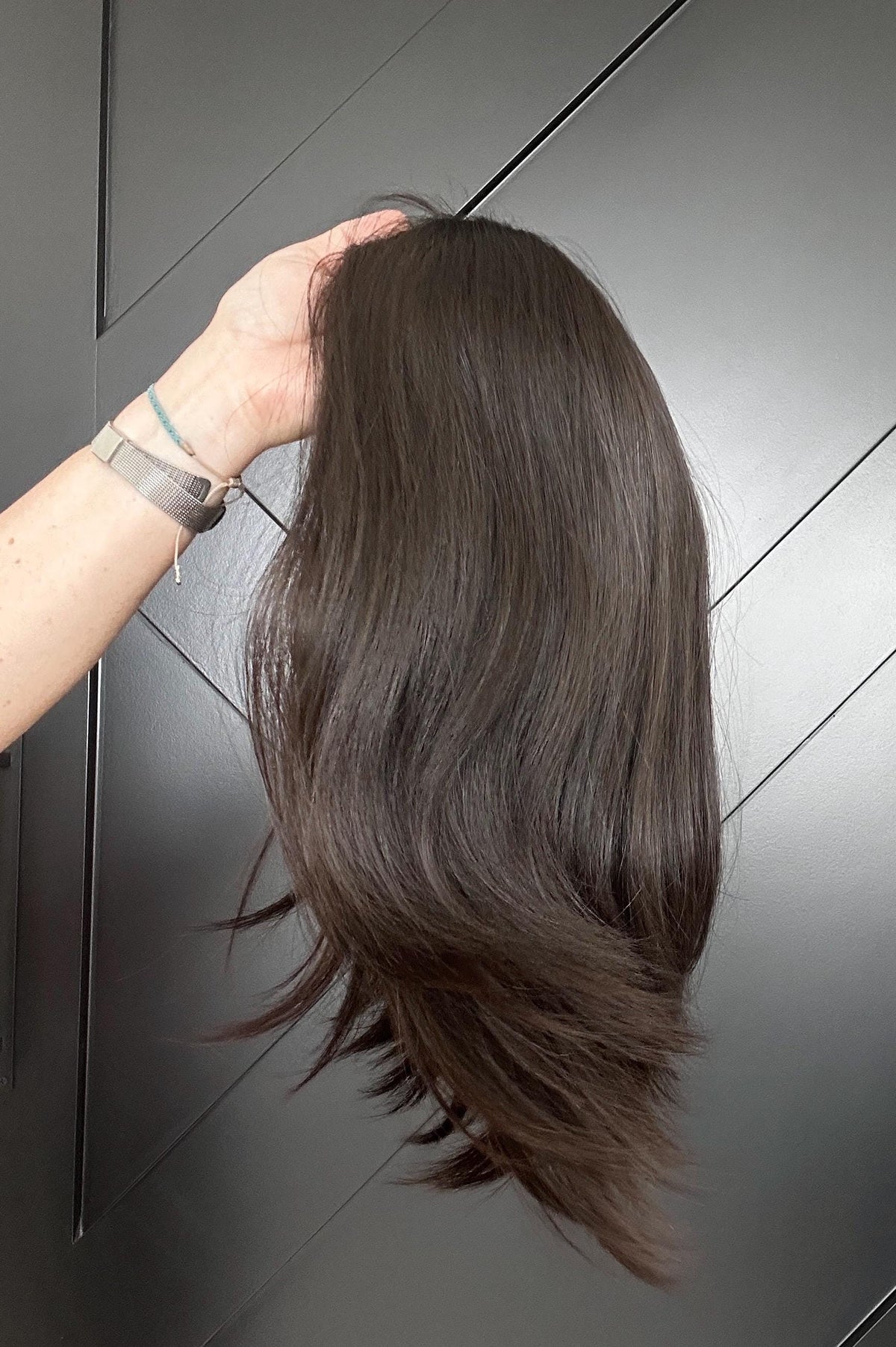 MASCARA 14” European human hair silk 8x8 topper, natural black high density 14” Final Sale